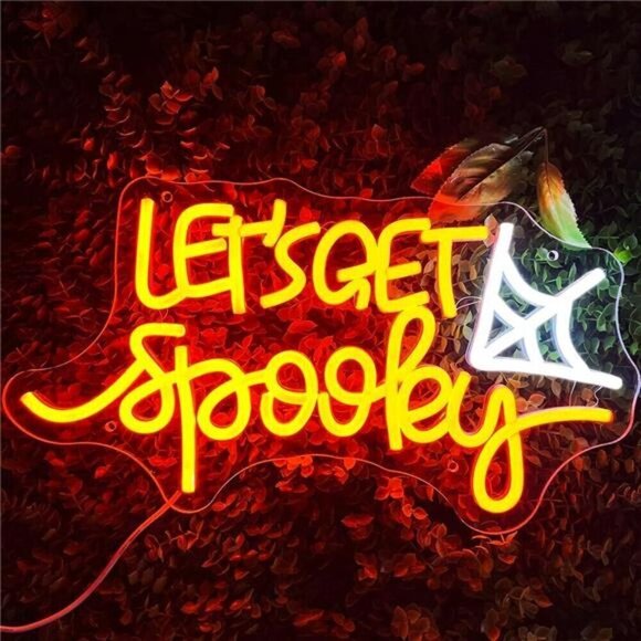Halloween Neon Sign Let's Get Spooky Neon Lights for Halloween Decoration Spider - Picture 1 of 6